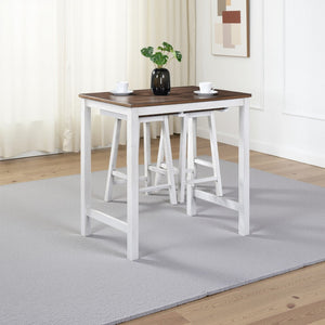 English Elm [3-Piece] Rustic Dark Oak Counter Height Dining Set With 2 Space-Saving Stools – Easy Assembly & Clean W2537P211106-GIGA