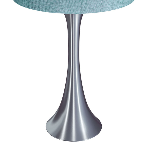 English Elm 24" Brushed Nickel Hourglass Table Lamp Set Turquoise Linen Shade Bedroom Pair B202P224071