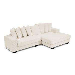 English Elm Corduroy Tufted Sleeper Sectional Sofa – L-Shaped Modular Design With Customizable Footrests In Beige W487S00342