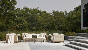 Bernhardt Bernhardt Kingston Teak Cocktail Table 62" — Sea Oat Slatted Top, Gun Metal Legs, Outdoor Durable Elegance X07021