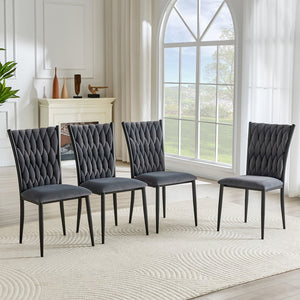 English Elm Elegant Tufted Velvet Dining Chair High Back Foam Seat Tapered Metal Legs Glam W1512P491435