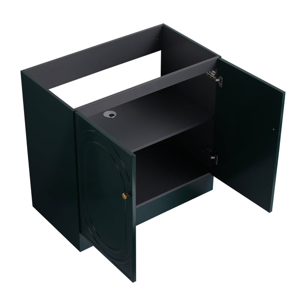 English Elm 36" Freestanding Bathroom Vanity with Resin Sink, Soft-Close Doors, Adjustable Shelf & Metal Handles Dark Green W999S00274