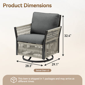 English Elm 73.2" Outdoor Handwoven Rattan 3 Seat Sofa with Olefin Cushions for Porch or Patio T3773P419404