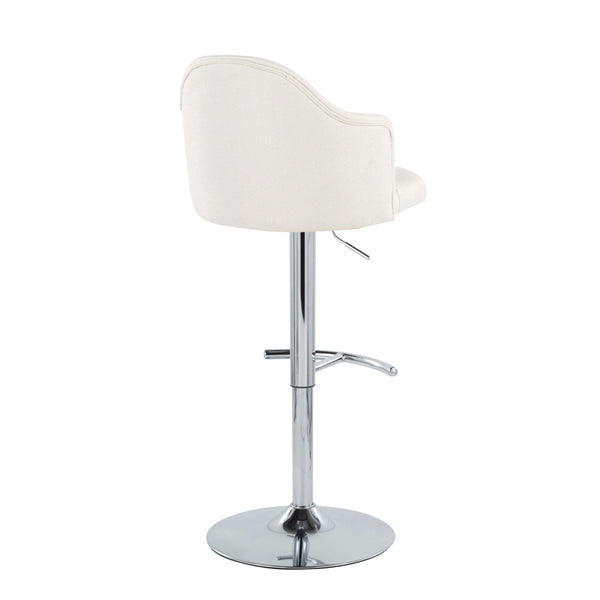 English Elm Contemporary Swivel Barstools with Chrome Base Padded Cream Seat Kitchen Island Set B202S00734