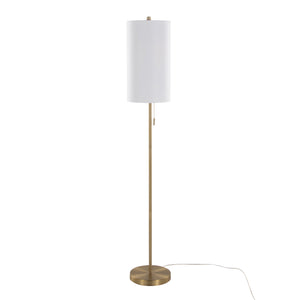 English Elm Bounty 62 Inch Gold Metal Floor Lamp with White Linen Shade for Living Room B202P223982