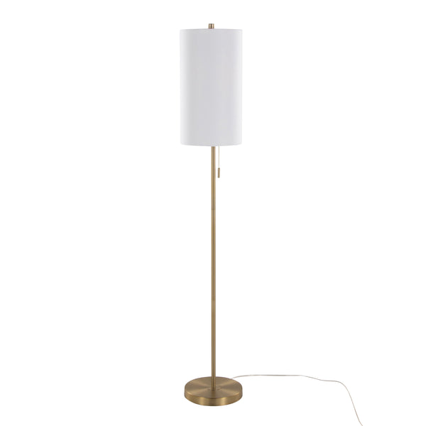 English Elm Bounty 62 Inch Gold Metal Floor Lamp with White Linen Shade for Living Room B202P223982