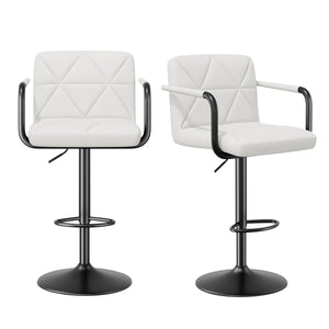 English Elm Modern Bar Stools Set Of 2 – Stylish Faux Leather Adjustable Swivel Chairs For Kitchen & Dining Room T3950P396241