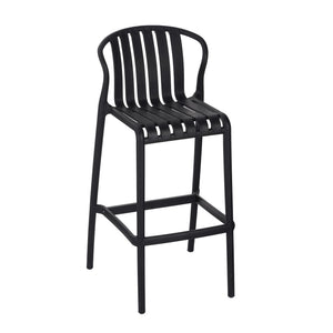 English Elm Outdoor Stackable Armless Barstools Set of 2 Uv Resistant Slat Back Patio Seating Black N780P199452B