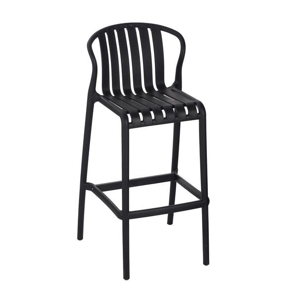 English Elm Outdoor Stackable Armless Barstools Set of 2 Uv Resistant Slat Back Patio Seating Black N780P199452B