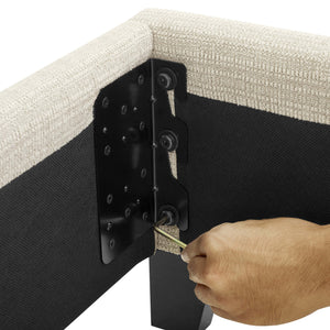 English Elm Bridgevine Bridger King Tufted Beige Upholstered Platform Bed – Modern Panel Design, Durable 100% Polyester, Easy Assembly (Box Spring Required) B108P391229