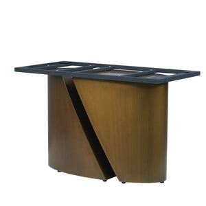 English Elm 63" Modern Rectangular Dining Table With Sintered Stone Top & Bronze Iron Base For 6-8 People W1535S00356