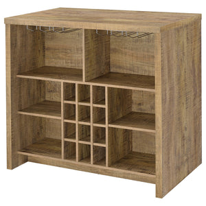 English Elm Irving Compact Mango Home Bar with Wine Grid for 12 Bottles, Stemware Racks & Open Cubbies — Durable Engineered Wood Laminate Organizer B062P375550