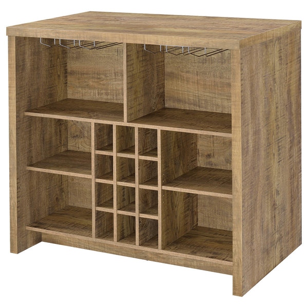 English Elm Irving Compact Mango Home Bar with Wine Grid for 12 Bottles, Stemware Racks & Open Cubbies — Durable Engineered Wood Laminate Organizer B062P375550