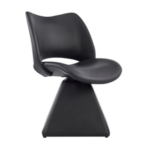 English Elm The Swivel Dining Chair with Hollow Cutout Back Faux Leather Hardwood Frame Modern Black W3612P436510