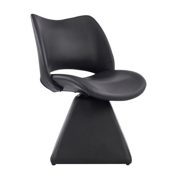 English Elm The Swivel Dining Chair with Hollow Cutout Back Faux Leather Hardwood Frame Modern Black W3612P436510