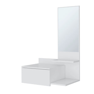 English Elm White Floating Vanity with Mirror, Wall-Mounted Space-Saving Shelf 36.2" H x 23.6" W, Modern White Finish B062P252163