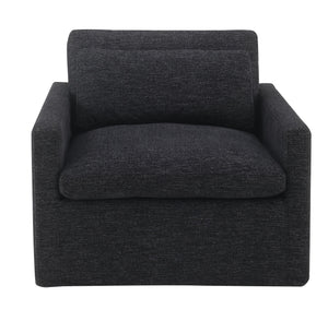 English Elm Naveen Dark Gray Fabric Swivel Chair with Toss Pillow — Plush Foam Seat, 360° Smooth Swivel, Sturdy Wood Frame B2726P242442