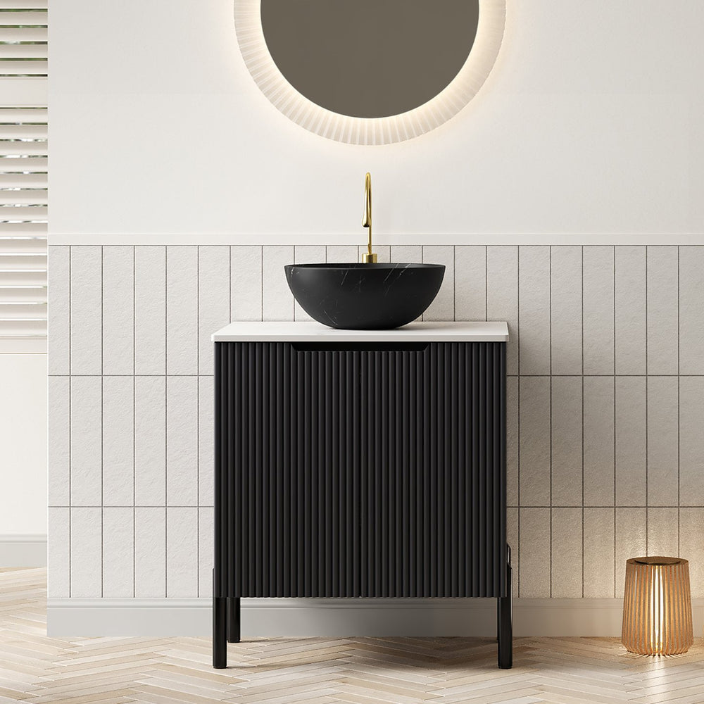 English Elm Dina Floating Bathroom Vanity with Sintered Stone Top and Crystal Glass Basin W2615S00660