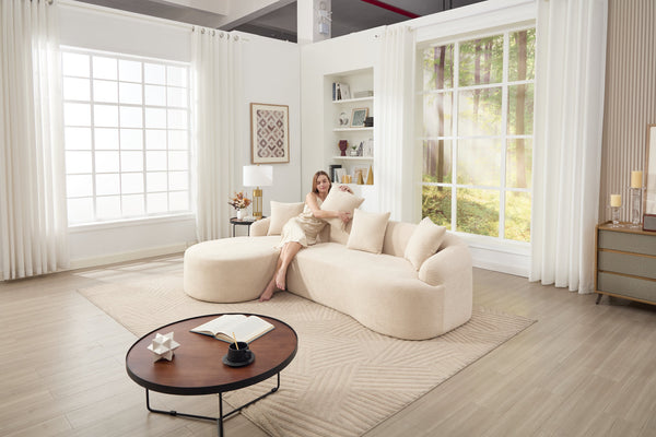 English Elm Boneless Chenille Sectional with Curved Chaise High Density Foam Modular Living Room Sofa W2231S00042