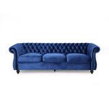 Christopher Knight Home® - Noble House - - Classic 3-Seater Velvet Sofa In Navy Blue, Offering Timeless Elegance And Luxurious Comfort For Your Living Space, Featuring Plush Upholstery For Ultimate Relaxation And Stylish Entertaining