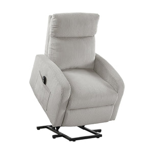 English Elm Contemporary Power Lift Chair Recliner with Plush Corduroy, Foam-Over-Coil Support & Side Pocket Light Gray 31 L x 29 W x 24 H B011P395832