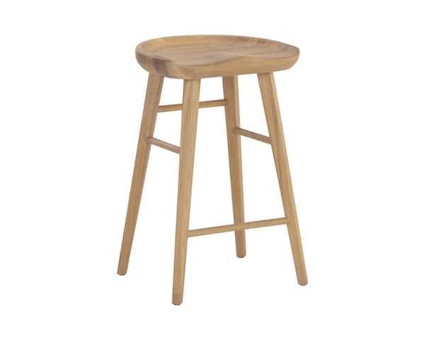 Sunpan Dominic Counter Stool - Solid Oak Craftsmanship with Sculpted Seat for Elegant Modern Spaces Light Oak
