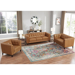 English Elm Arvo Leather Sofa with Top-Grain Seating, Pocket Coil Comfort, Kiln-Dried Frame for Durability Cognac B2705P326722