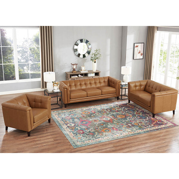 English Elm Arvo Leather Sofa with Top-Grain Seating, Pocket Coil Comfort, Kiln-Dried Frame for Durability Cognac B2705P326722