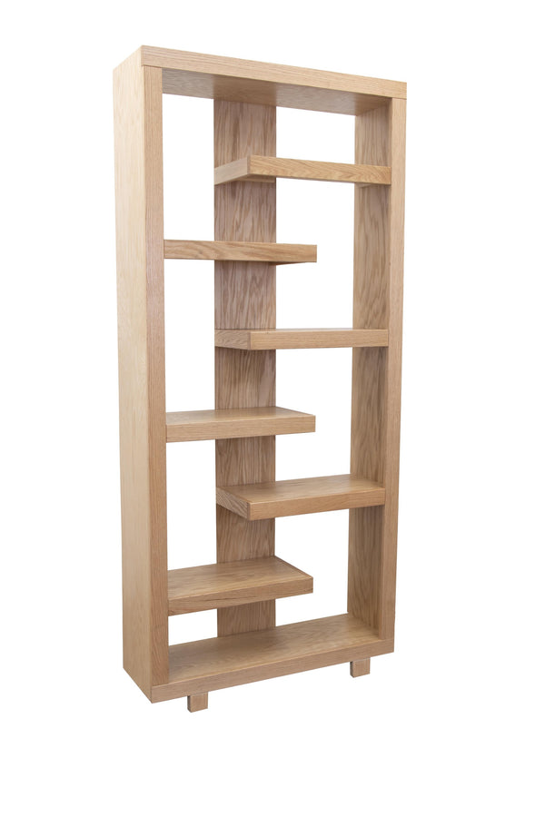 English Elm Laurel Canyon 80" Bookcase — Oak solids & veneers, six alternating shelves, rustic-modern display piece ready Natural B108P292285
