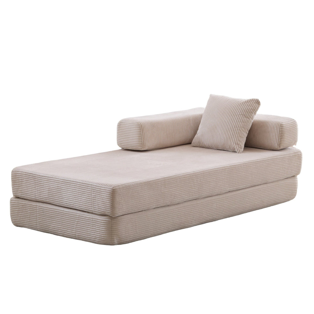 English Elm Floor Couch, Comfy Convertible Sofa Bed With Armrest, Corduroy Fabric, Perfect For Small Spaces! W3723P345007