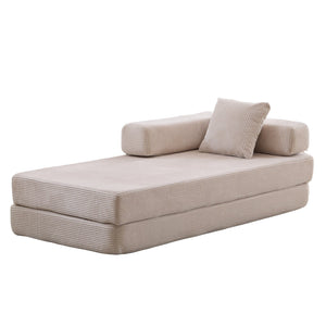 English Elm Floor Couch, Comfy Convertible Sofa Bed With Armrest, Corduroy Fabric, Perfect For Small Spaces! W3723P345007
