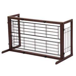 English Elm 38"-71" Freestanding Pinewood Pet Gate with Wire Mesh Panels for Doorways W2181P357586