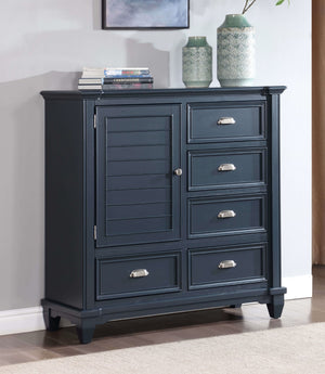 English Elm Transitional Elegant Five-Drawer Chest with Antique Hardware and Deep Storage for Clutter-Free Bedroom Slate Blue 21 L x 51 W x 53 H B2741P383855
