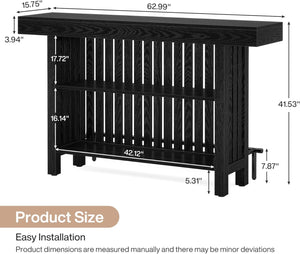 English Elm Bar Table Two Tier Industrial Metal Frame Open Shelf Home Kitchen Entertaining Stand T3971P452182