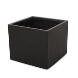 Christopher Knight Home® - Noble House - Ella Outdoor Modern Large Cast Stone Square Planter, Black