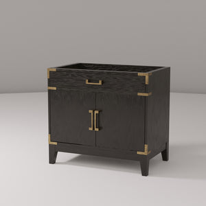 English Elm Black Oak Single Bath Vanity - Stylish 36" Bathroom Storage With Soft-Close Doors & Easy Setup B2731P260908
