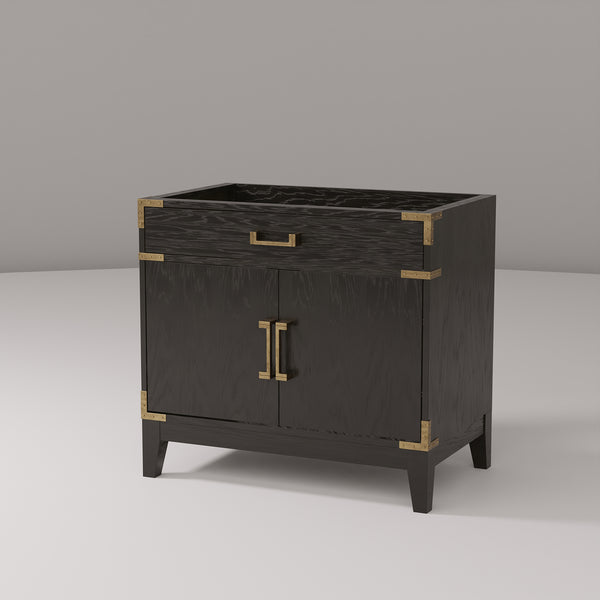 English Elm Black Oak Single Bath Vanity - Stylish 36" Bathroom Storage With Soft-Close Doors & Easy Setup B2731P260908