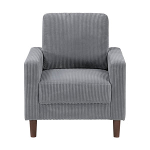 English Elm Modern Track Arm Side Chair with Plush Corduroy Upholstery, Cushioned Seat and Faux Wood Legs for Cozy Living Spaces Gray 31.5 L x 23 W x 25 H B011P362563