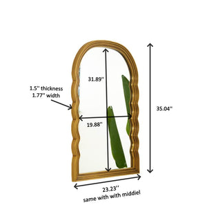 English Elm 24'' Lumina Mirror - Golden Scalloped Arched PU Frame with Adjustable 3-Color LED Light, Elegant W2615P346502