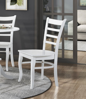English Elm White 3-Piece Farmhouse Dining Set With Round Table & 2 Ladder-Back Chairs For Cozy Spaces B011S00925-GIGA