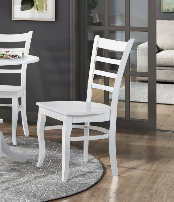 English Elm White 3-Piece Farmhouse Dining Set With Round Table & 2 Ladder-Back Chairs For Cozy Spaces B011S00925-GIGA