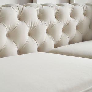 English Elm 86'' Luxury Modern Tufted Sofa with Gold Trim, Velvet Upholstery, Pocket Spring Comfort & 750lb Support Beige W579P303655