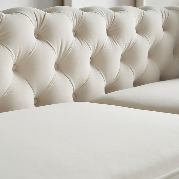 English Elm 86'' Luxury Modern Tufted Sofa with Gold Trim, Velvet Upholstery, Pocket Spring Comfort & 750lb Support Beige W579P303655