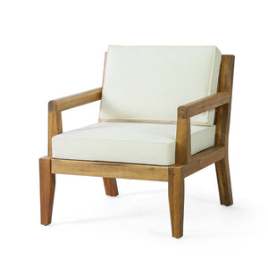 English Elm Christopher Knight Home® - Set of 2 Acacia Wood Patio Club Chairs with Water-Resistant Beige Cushions, Durable Teak Finish Seating 70787.00BGE-2