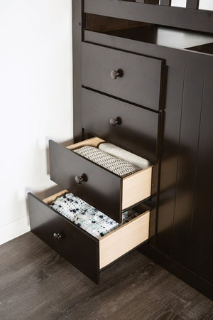 English Elm Twin Over Twin Bunk Bed With Sturdy Storage Staircase, 4 Drawers & Safe Guardrails In Espresso Finish B2741S00302-GIGA