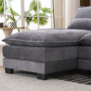 English Elm 123*55" Modern U-Shaped Sleeper Sofa with Double Chaise, Console, Cupholders & USB Ports, Grey W3401S00002