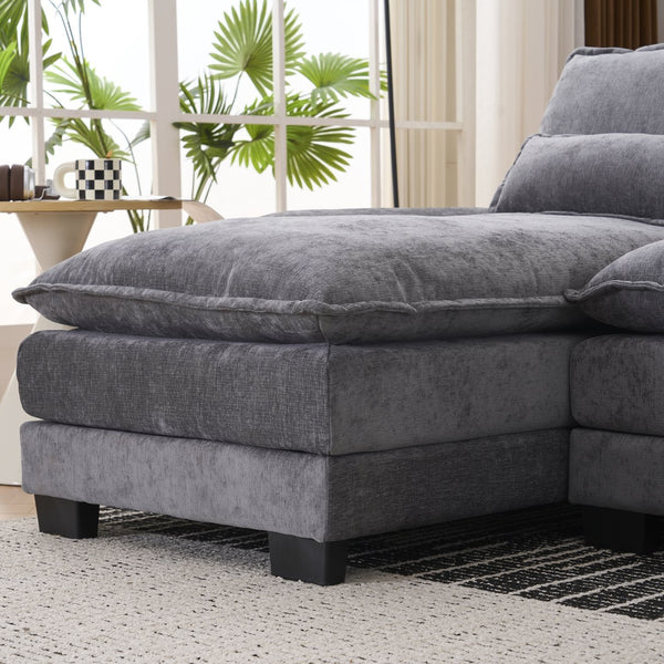 English Elm 123*55" Modern U-Shaped Sleeper Sofa with Double Chaise, Console, Cupholders & USB Ports, Grey W3401S00002