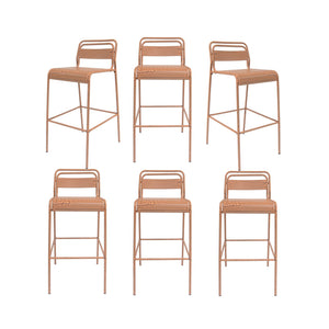 English Elm Christopher Knight Home® - Carmella Outdoor Barstool Set Of 6 - Vibrant Orange Iron Design For Modern Patio & Deck Appeal N775P199822O6PCS