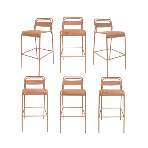 English Elm Christopher Knight Home® - Carmella Outdoor Barstool Set Of 6 - Vibrant Orange Iron Design For Modern Patio & Deck Appeal N775P199822O6PCS