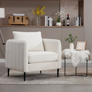 English Elm Accent Velvet Armchair Mid-century Modern Plush Seat with Metal Legs for Any Room W3244P327103